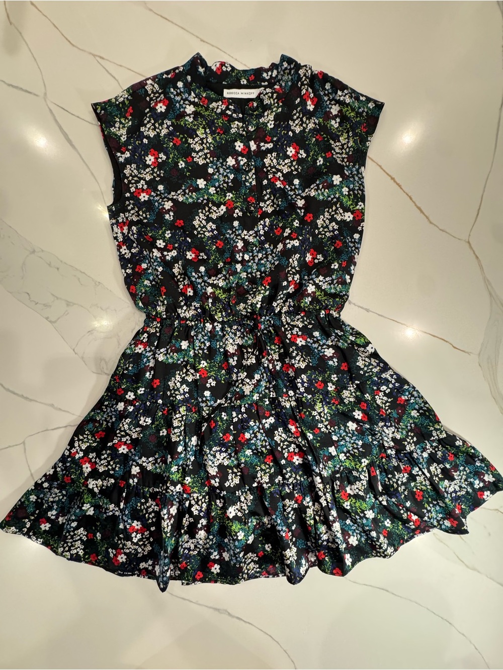 Rebecca Minkoff Black Floral Tiered Dress
